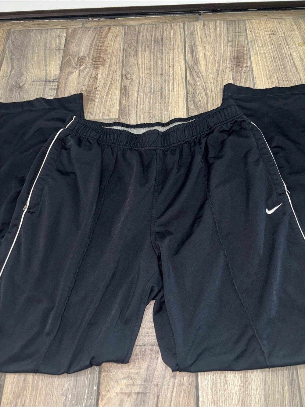 Nike Black Sweatpants with White Piping and Swoosh